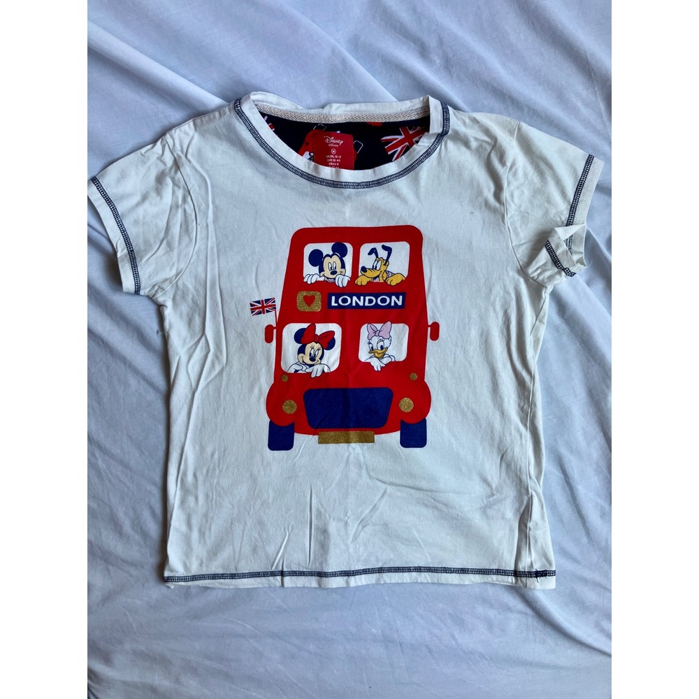 Disney Mickey Mouse London Bus Pajama Set Women's Size M Top and Bottom NWOT